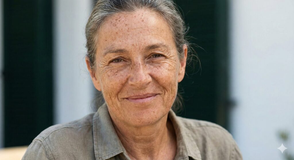 Facial lentigines and sun damage and sun spots on patient's face before IPL treatment