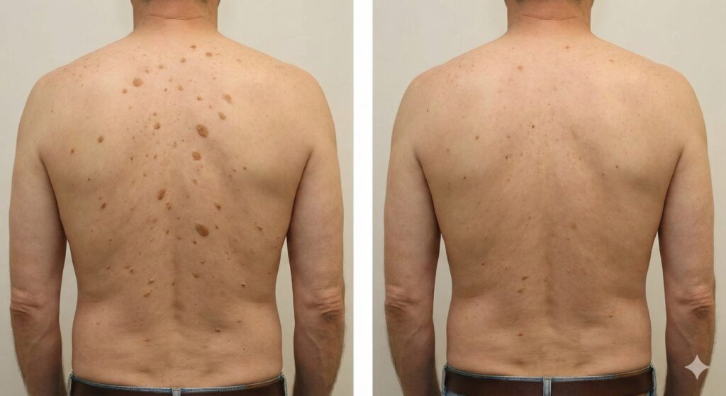 Seborrheic keratosis removal on back "age spots" in Layton Utah