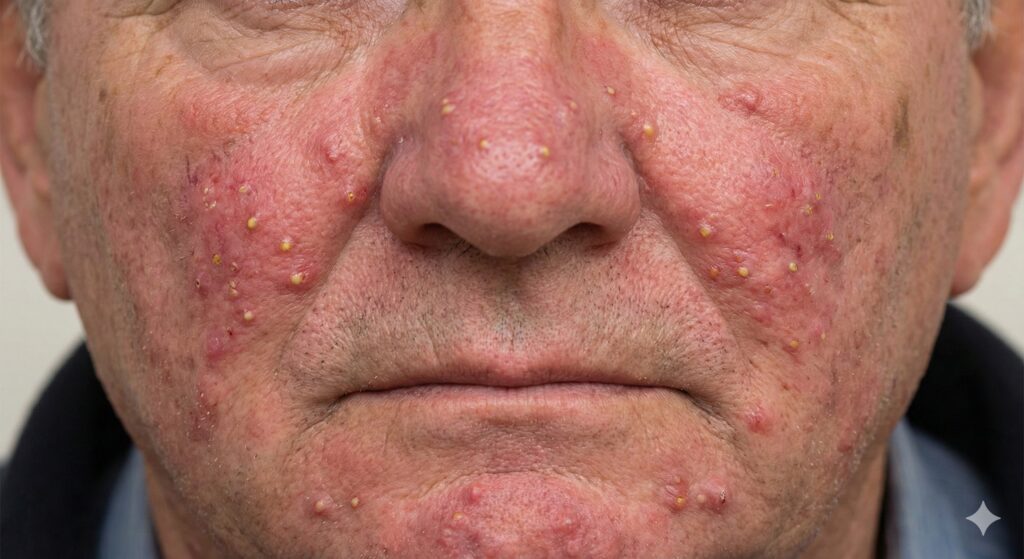 Papulopustular rosacea acne type treatment on cheeks in Layton Utah