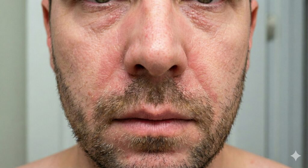 Seborrheic dermatitis on male face beard and nose area treatment in Layton Utah